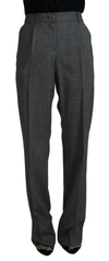 Dolce & Gabbana Gray High Waist Women Wool Pants In Gray