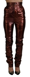 DOLCE & GABBANA DOLCE & GABBANA METALLIC BRONZE HIGH WAIST SKINNY WOMEN'S JEANS