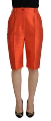 Dolce & Gabbana Orange Silk High Waist Cropped Pants In Orange