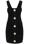 Balmain Open-knit Minidress In Black