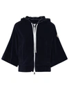 Moncler Cotton-blend Terry Hoodie In Blue