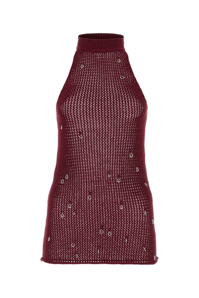 Durazzi Milano Net Knit Tank Top In Burgundy