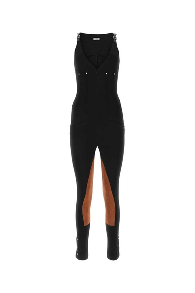 Durazzi Milano Fitted Shoulder-adjusted Jumpsuit In Black