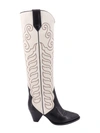 Isabel Marant Liela Leather And Suede Cowboy Boots In Beige