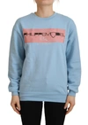 PHILIPPE MODEL PHILIPPE MODEL LIGHT BLUE LOGO PRINTED LONG SLEEVES WOMEN'S SWEATER