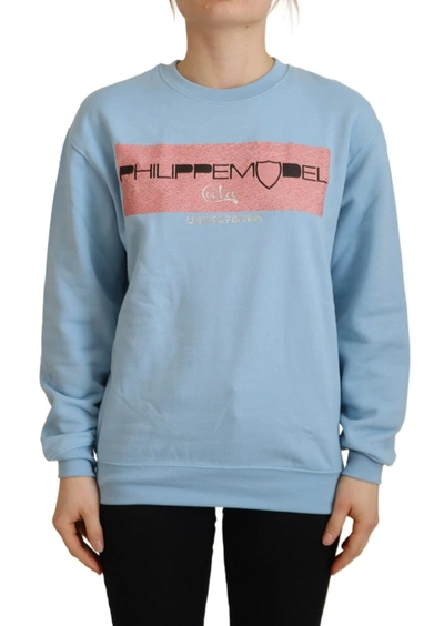 Philippe Model Light Blue Logo Printed Long Sleeves Jumper