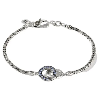 John Hardy Classic Chain 2.5mm Blue Sapphire Sterling Silver Circle Bracelet- Bus9008624bspxum In Silver-tone