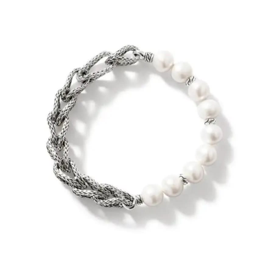 John Hardy Asli Link Chain Pearl Sterling Silver Bracelet - Bu900936xum In Silver-tone