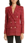 Derek Lam 10 Crosby Double-breasted Metallic Tweed Blazer In Red Multi