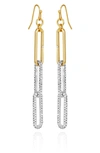 Vince Camuto Two Tone Crystal Stone Paper Clip Drop Earrings In Gold-tone