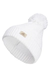 Adidas Originals Twilight Pompom Beanie In White/ Clear Onix Grey