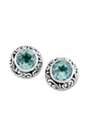 Samuel B. Round Cut Blue Topaz Stud Earrings In Blue