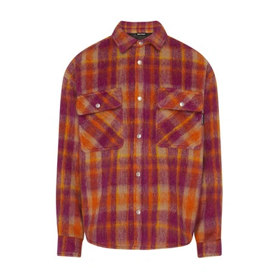 PALM ANGELS BRUSHED WOOL CHECK OVESHIRT