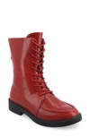 Journee Collection Women's Nikks Lace Up Combat Boots In Red