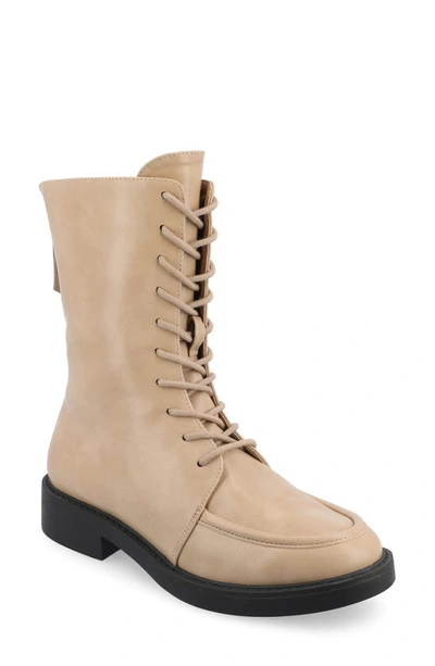 Journee Collection Womens Nikks Block Heel Lace Up Boots In Brown