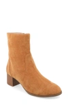 Journee Collection Women's Hayven Tru Comfort Foam Stacked Block Heel Almond Toe Booties In Cognac