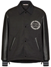 Valentino Track Jacket With Leather Sleeves And Patches In Black