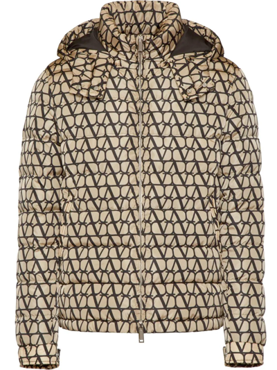 Valentino Toile Iconographe Puffer Jacket In Beige