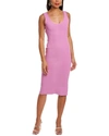 Herve Leger Ottoman Scoop Neck Midi Dress In Pink