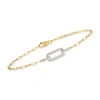 Ross-simons Diamond Paper Clip Link Bracelet In 14kt Yellow Gold In White