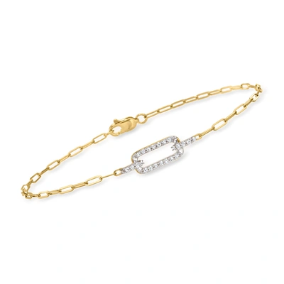 Ross-simons Diamond Paper Clip Link Bracelet In 14kt Yellow Gold In White