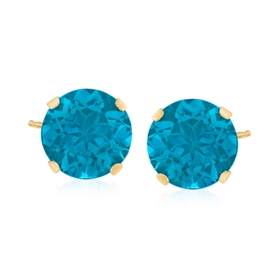 Ross-simons London Blue Topaz Martini Stud Earrings In 14kt Yellow Gold