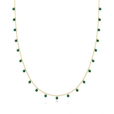 Canaria Fine Jewelry Canaria Emerald Bead Station Necklace In 10kt Yellow Gold In Green