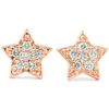 Pompeii3 14k Rose Gold Diamond Pave Petite Star Studs Dainty High Polished 6.5mm In Multi