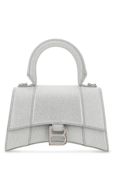 Balenciaga Women's Hourglass Xs Handbag In Sparkling Fabric In Silver