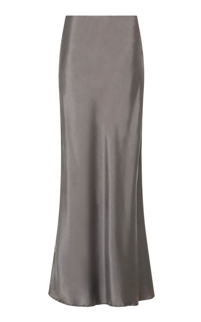 St Agni Silk-blend Maxi Skirt In Pewter Grey