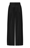 St Agni Tailored Linen Wide-leg Pants In Black