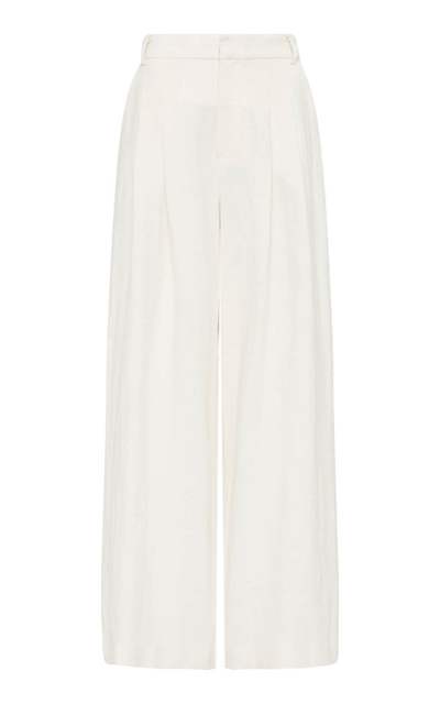 St Agni Tailored Linen Wide-leg Pants In Ivory