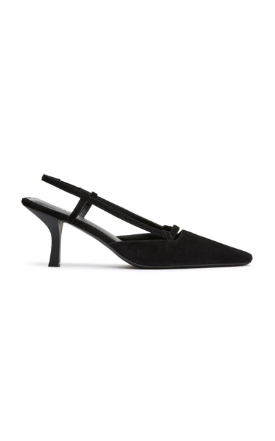 St Agni Slingback Suede Heels In Black