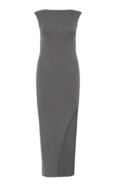 St Agni High-cut Knit Midi Dress In Light Grey