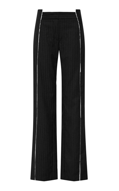 St Agni Deconstructed Pinstriped Wool-blend Trousers In Black