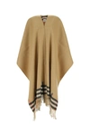 BURBERRY BURBERRY WOMAN BEIGE CASHMERE AND WOOL CAPE