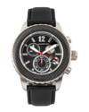 Morphic M51 Series Chronograph Leather-band Watch W/date In Silver/black