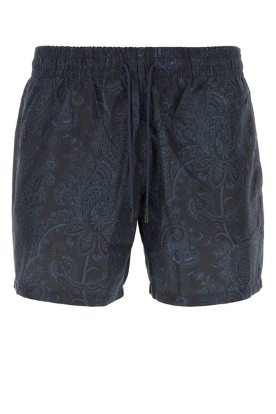 Etro Man Printed Polyester Swimming Shorts In Multicolor