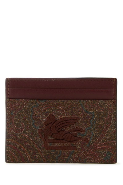 Etro Woman Multicolor Canvas And Leather Card Holder