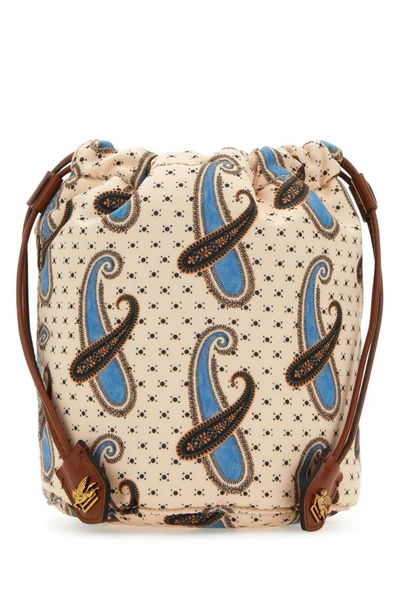 Etro Woman Printed Fabric Pouch In Cream