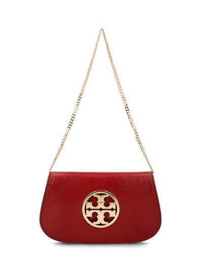 Tory Burch Reva Logo Plaque Shoulder Bag In Red