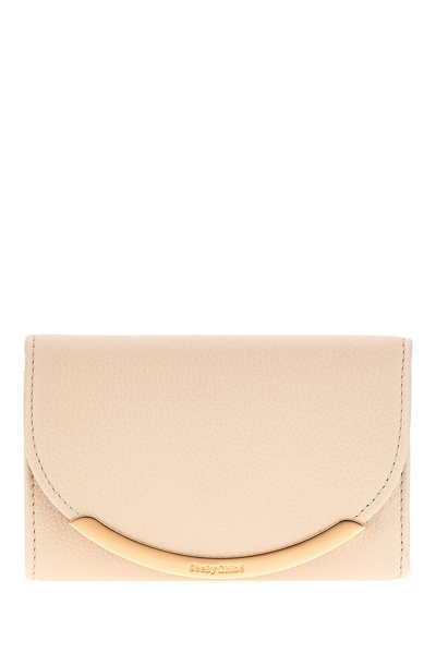 See By Chloé Off-white Lizzie Compact Wallet In Beige