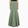 Max Mara Trudy Frayed Cotton Drill Long Skirt In Green