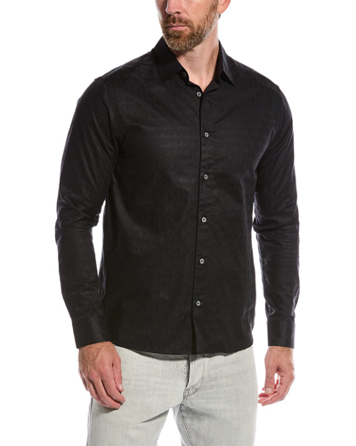 Ted Baker Altra Jacquard Check Shirt In Black