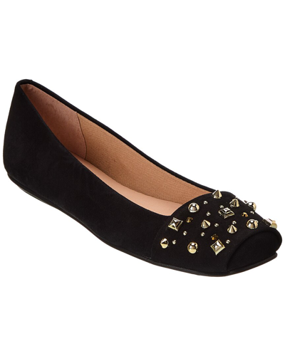 French Sole Via Studs Suede Flat In Black