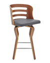 Armen Living Verne 26in Swivel Walnut Wood Bar Stool In Gray