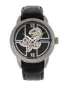Heritor Automatic Sanford Semi-skeleton Leather-band Watch In Silver