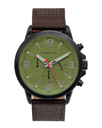Morphic M86 Series Chronograph Quartz Green Dial Men's Watch Mph8607 In Brown/green/black
