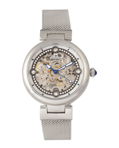 Empress Adelaide Automatic Skeleton Mesh-bracelet Watch In Silver