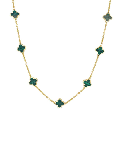 Italian Gold 14k Malachite Clover Necklace